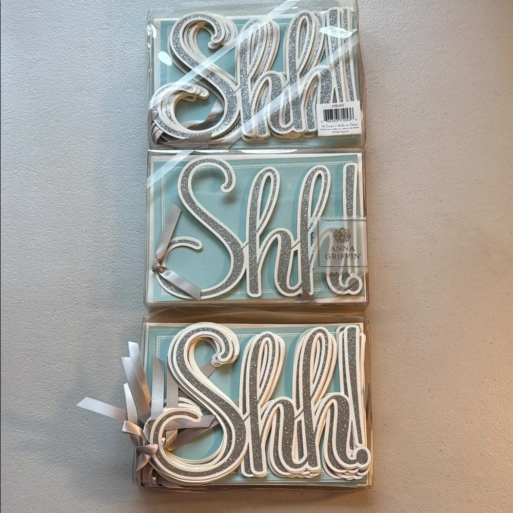 Anna Griffin Lot of 3 Packs-Shh! Glitter Accent Teal Party Invitations 30 total